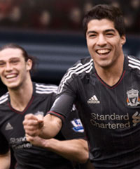 Luis Suarez and Andy Carroll will be wearing the new away shirts next season