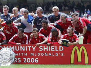 Bellamy and team-mates after winning the McDonald's sponsored Community Shield in 2006