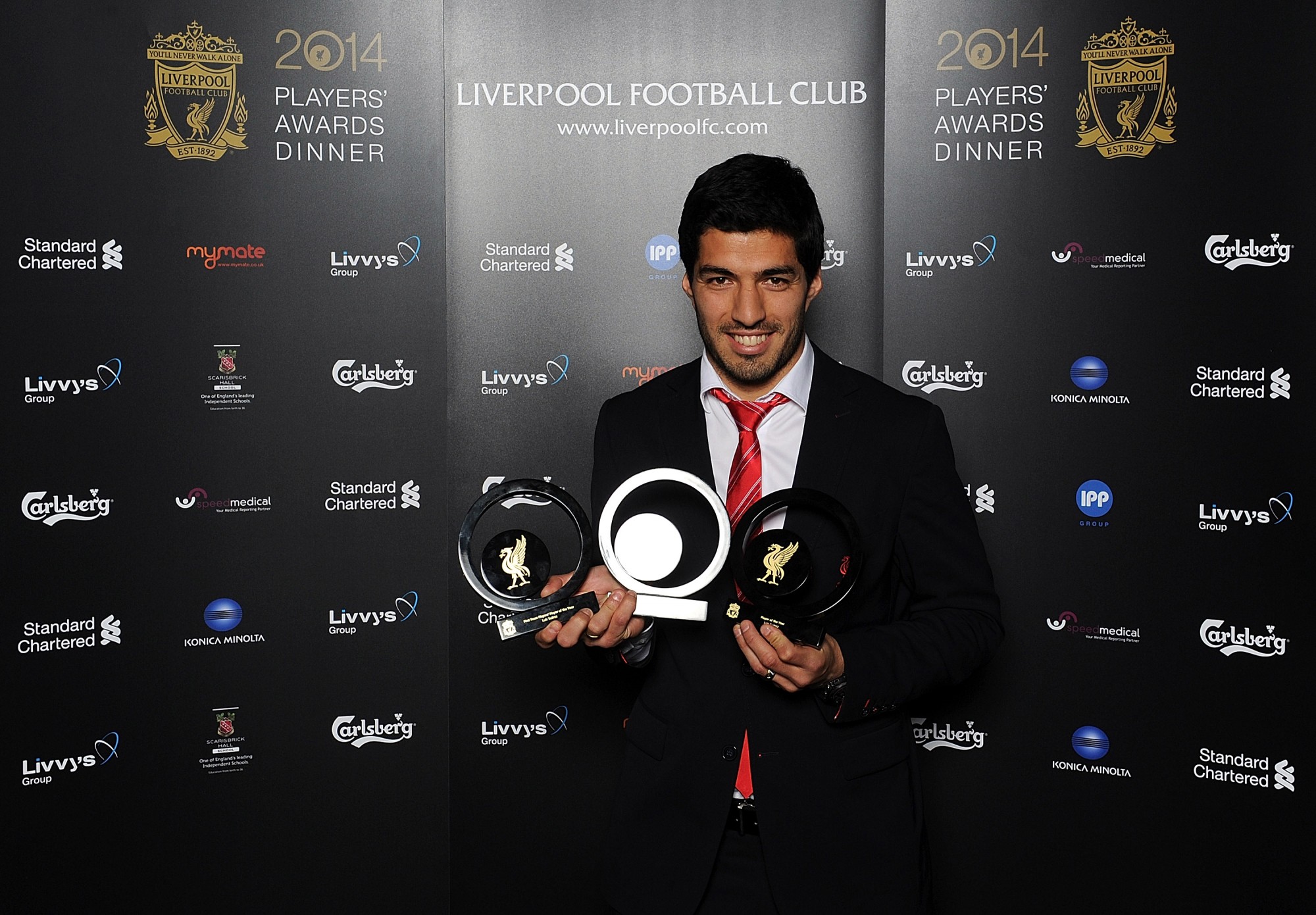 Luis Suarez swept up at the 2014  Liverpool FC Players' Awards