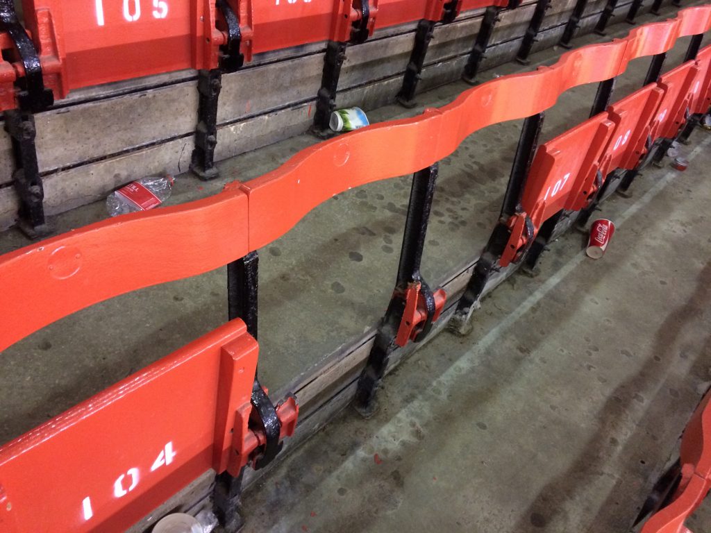 The Main Stand seats, pictured here after the final game they were used for, had been there for over a century but have now been replaced.