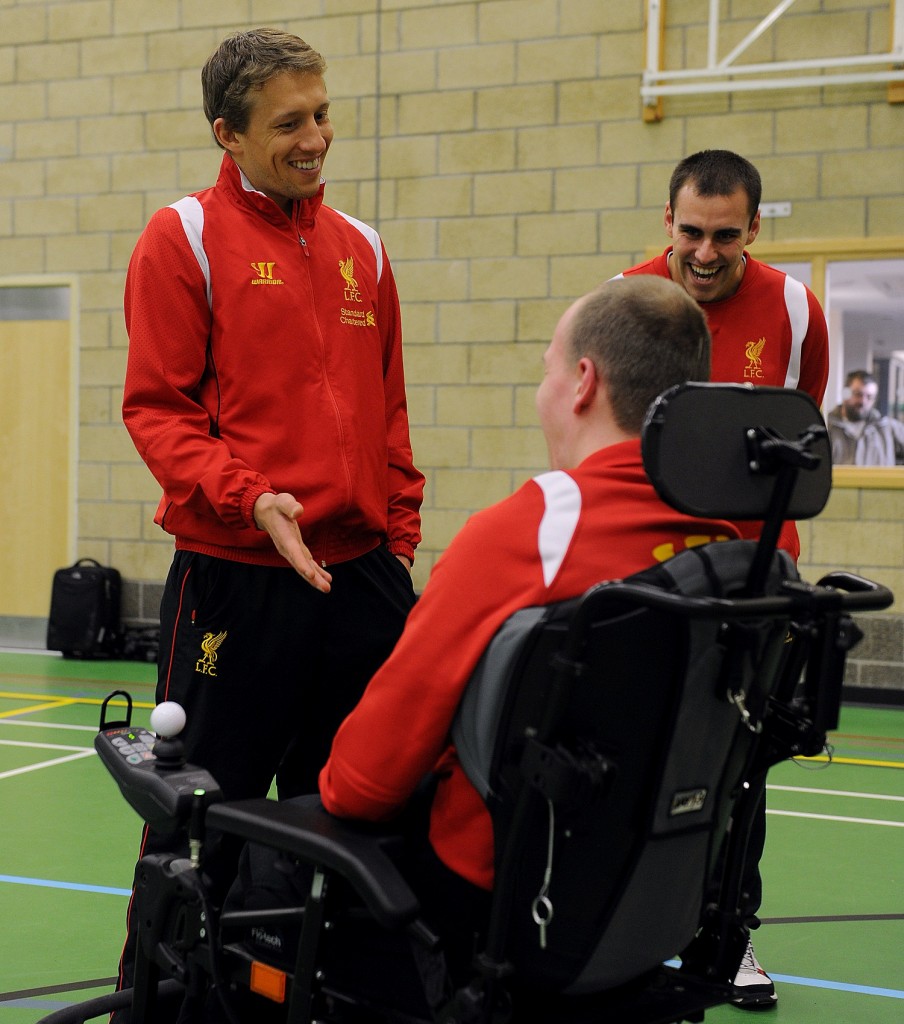 Liverpool's Lucas Leiva at the launch of LFC's 2nd 'Football 4 All' programme