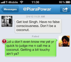 @PiaraPowar 'coconut' jibe